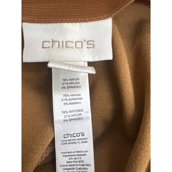 Chicos 2.5 Womens Camel Brown ponte knit Pants Size 14 pockets elastic waist - Picture 4 of 4